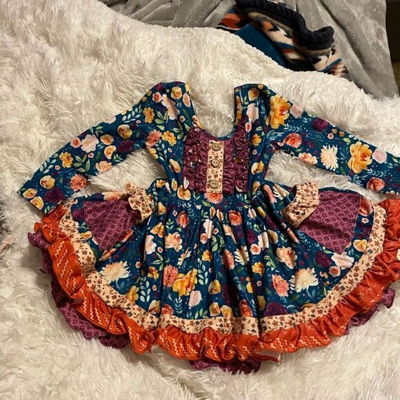 Cheeky Plum 18-24M Floral Twirl Dress, Long Sleeve - Picture 1 of 7